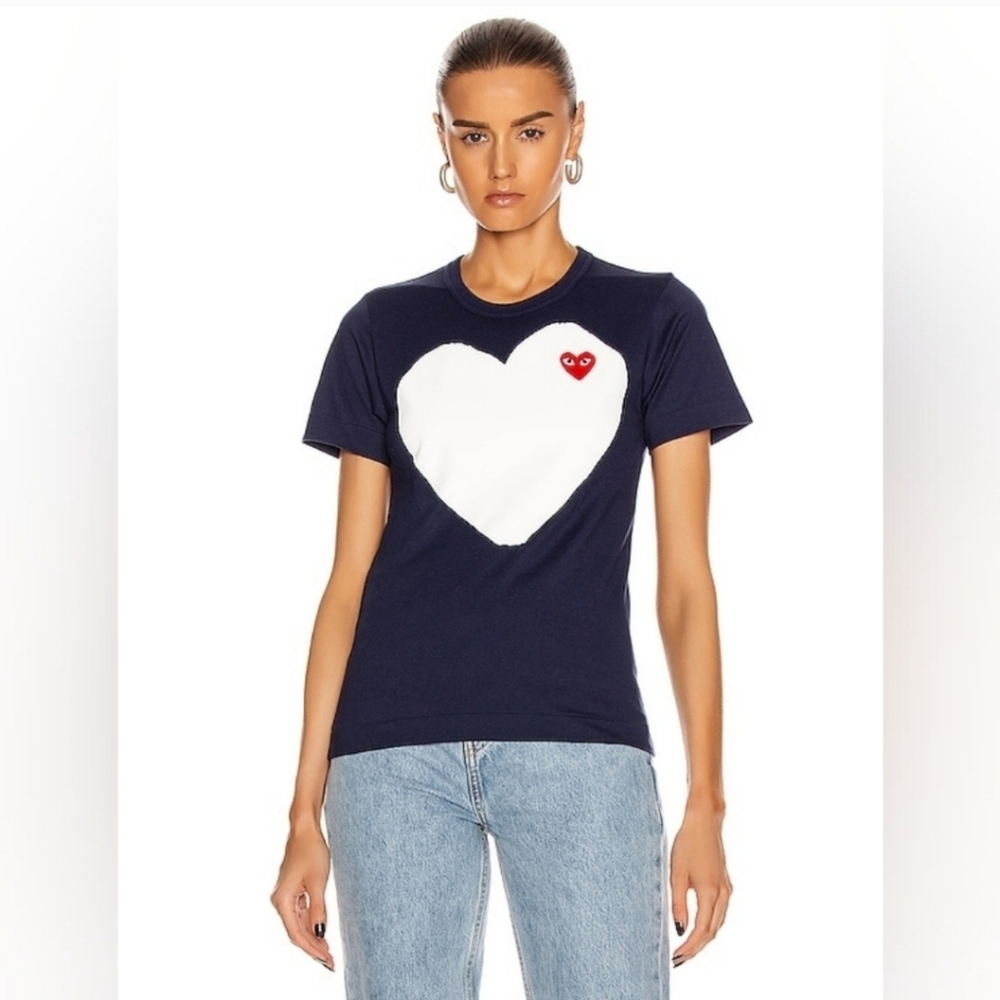 COMME DES GARÇONS PLAY Solid Double Heart T-Shirt